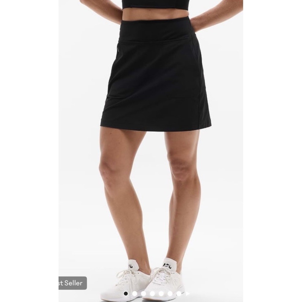 EUC Athleta Tee time high rise skort 17" Inseam Tall Pockets BLACK 14 Golf